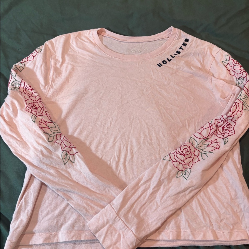 Hollister Pink Graphic Long Sleeve Hoodie
